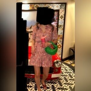 Pink Multicolor Tweed Romper